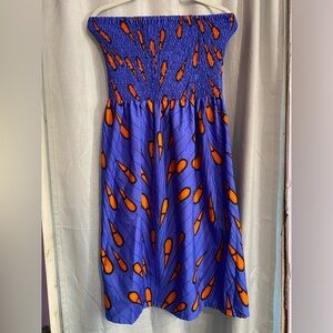 Gypsy blue TRIBAL PRINTED BLUE
POLYESTER TUBE STRAPLESS DRESS  size L